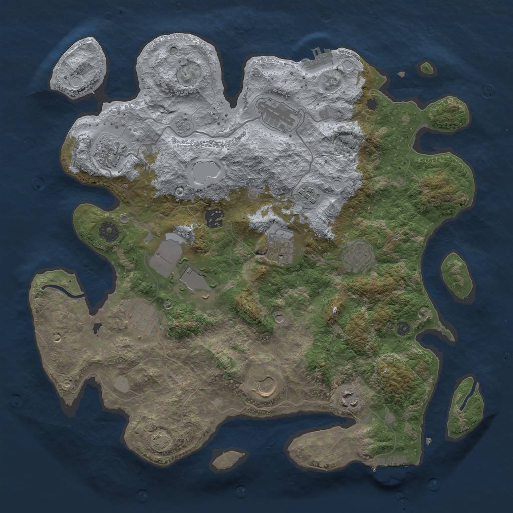 Rust Map: Procedural Map, Size: 3800, Seed: 2134420581, 17 Monuments