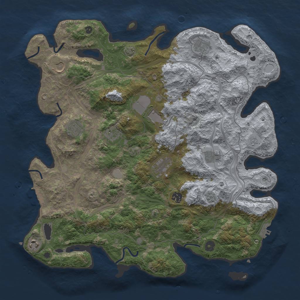 Rust Map: Procedural Map, Size: 4250, Seed: 2078150640, 17 Monuments