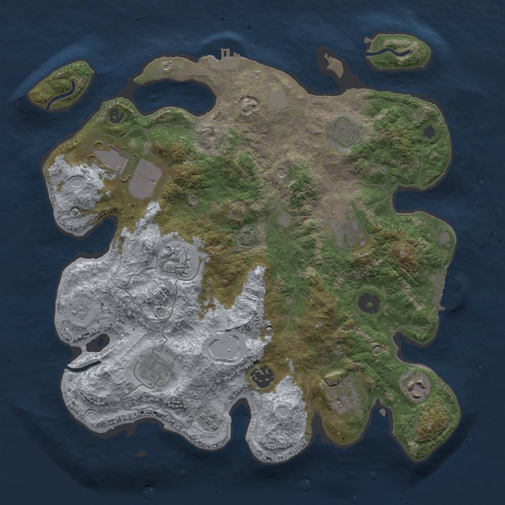 Rust Map: Procedural Map, Size: 3500, Seed: 1326346218, 16 Monuments