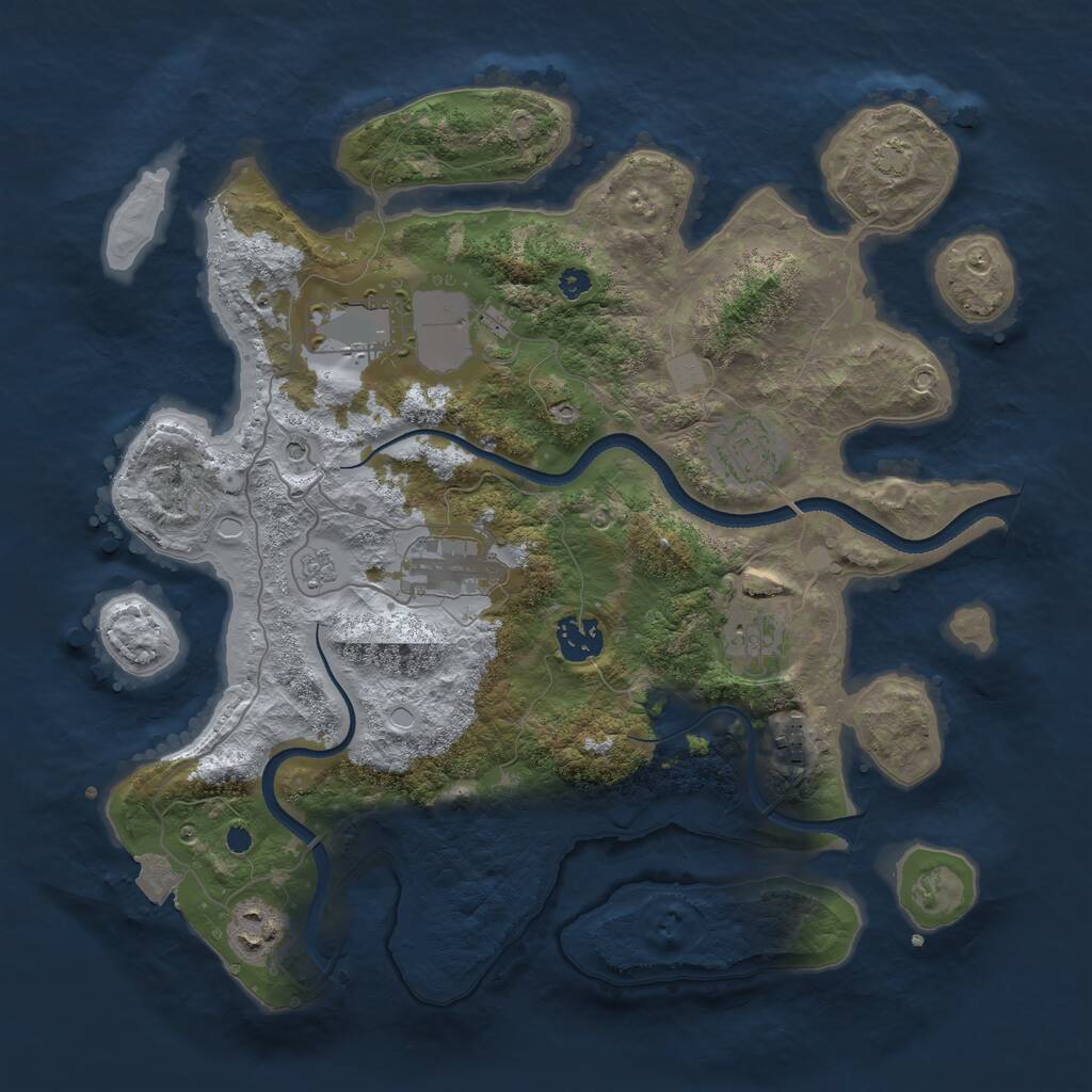 Rust Map: Procedural Map, Size: 3500, Seed: 85699883, 11 Monuments