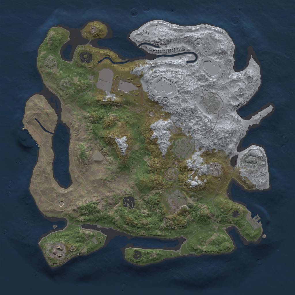 Rust Map: Procedural Map, Size: 3500, Seed: 1518374711, 15 Monuments