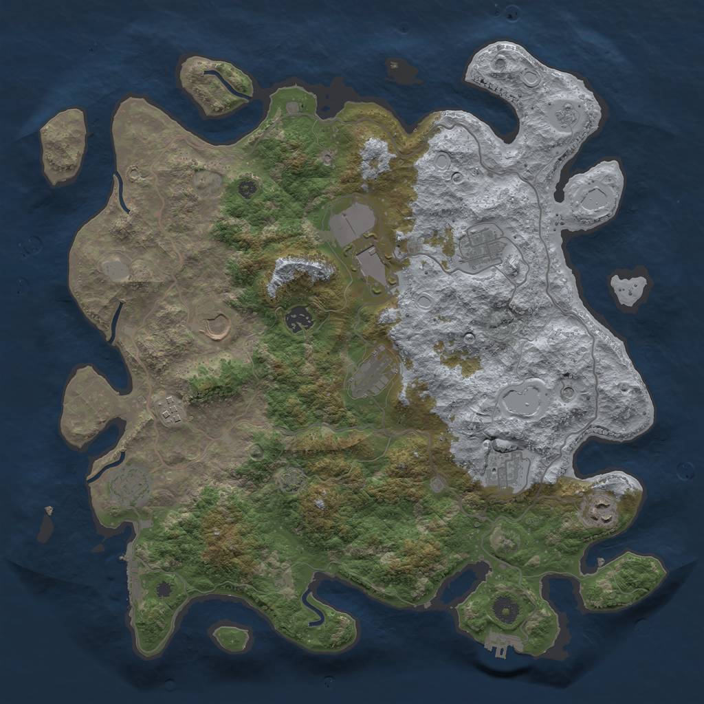 Rust Map: Procedural Map, Size: 4017, Seed: 17592317, 16 Monuments