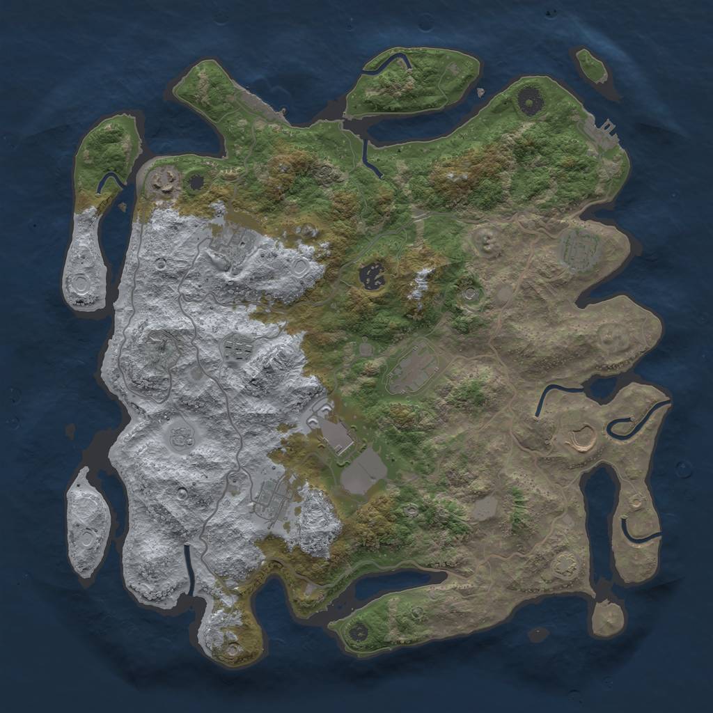 Rust Map: Procedural Map, Size: 4000, Seed: 921297764, 16 Monuments