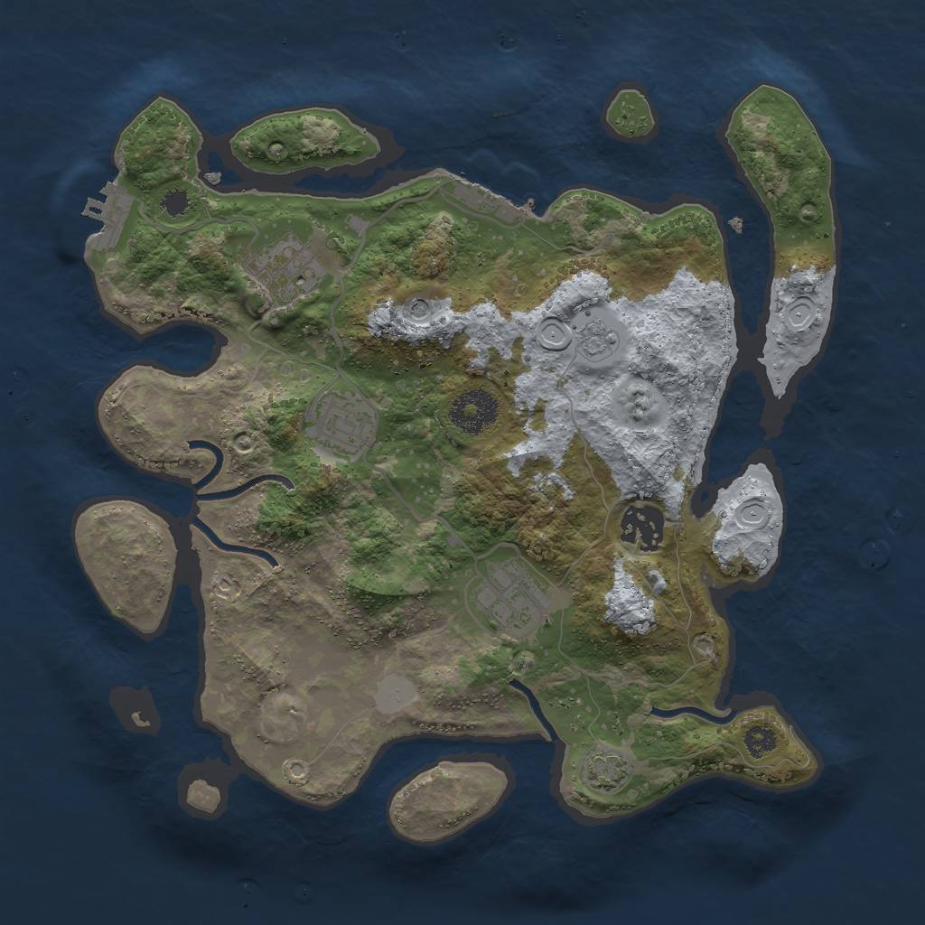 Rust Map: Procedural Map, Size: 3000, Seed: 74617, 12 Monuments