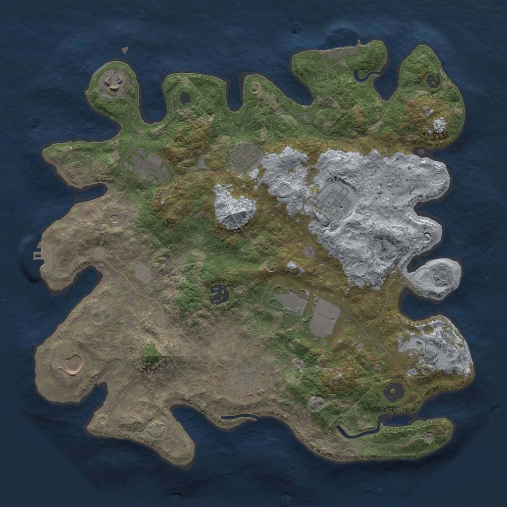 Rust Map: Procedural Map, Size: 3700, Seed: 1620249712, 17 Monuments