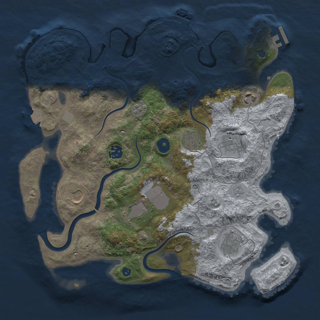 Rust Map: Procedural Map, Size: 3500, Seed: 2067715277, 14 Monuments