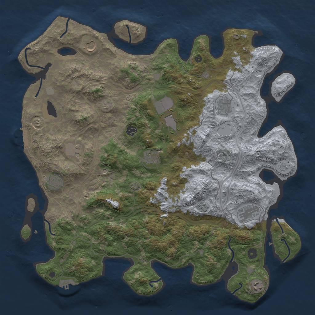 Rust Map: Procedural Map, Size: 4500, Seed: 460158077, 17 Monuments