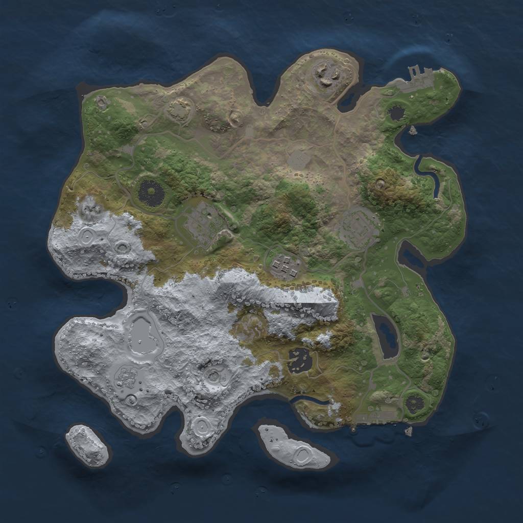 Rust Map: Procedural Map, Size: 3000, Seed: 23928, 12 Monuments