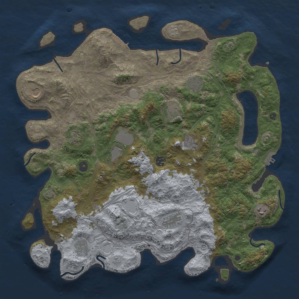 Rust Map: Procedural Map, Size: 4500, Seed: 1450945559, 18 Monuments