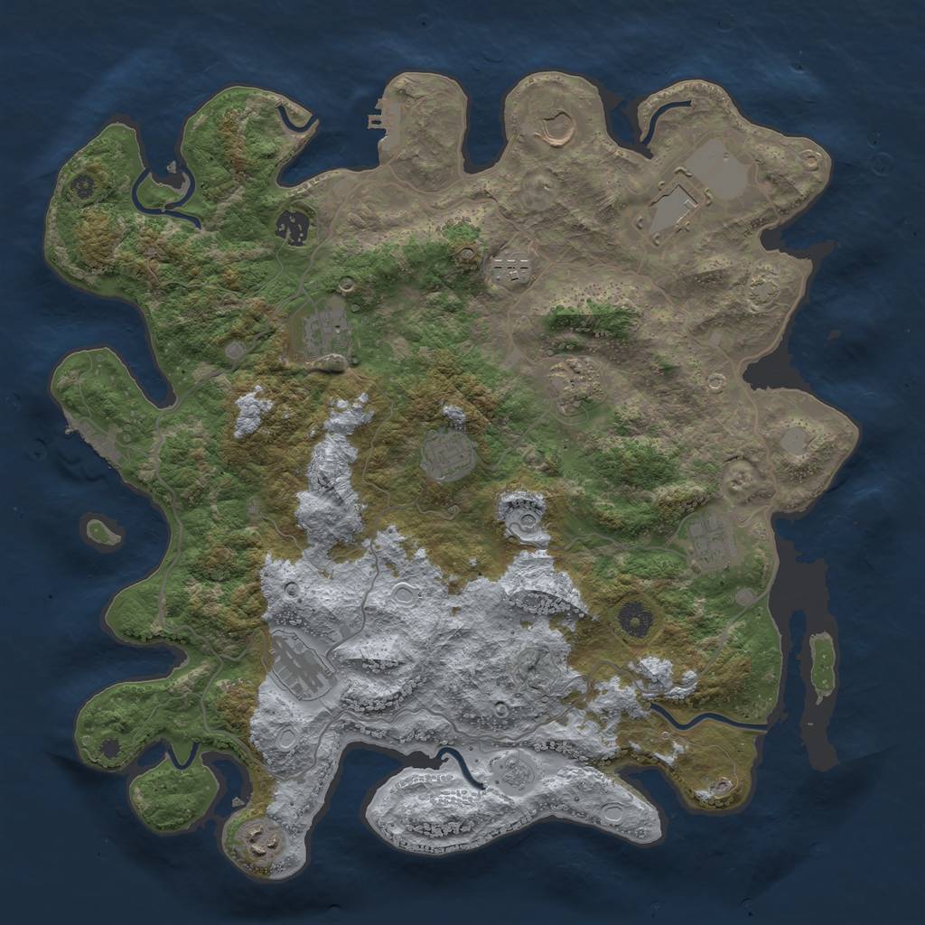 Rust Map: Procedural Map, Size: 4000, Seed: 2065778599, 17 Monuments