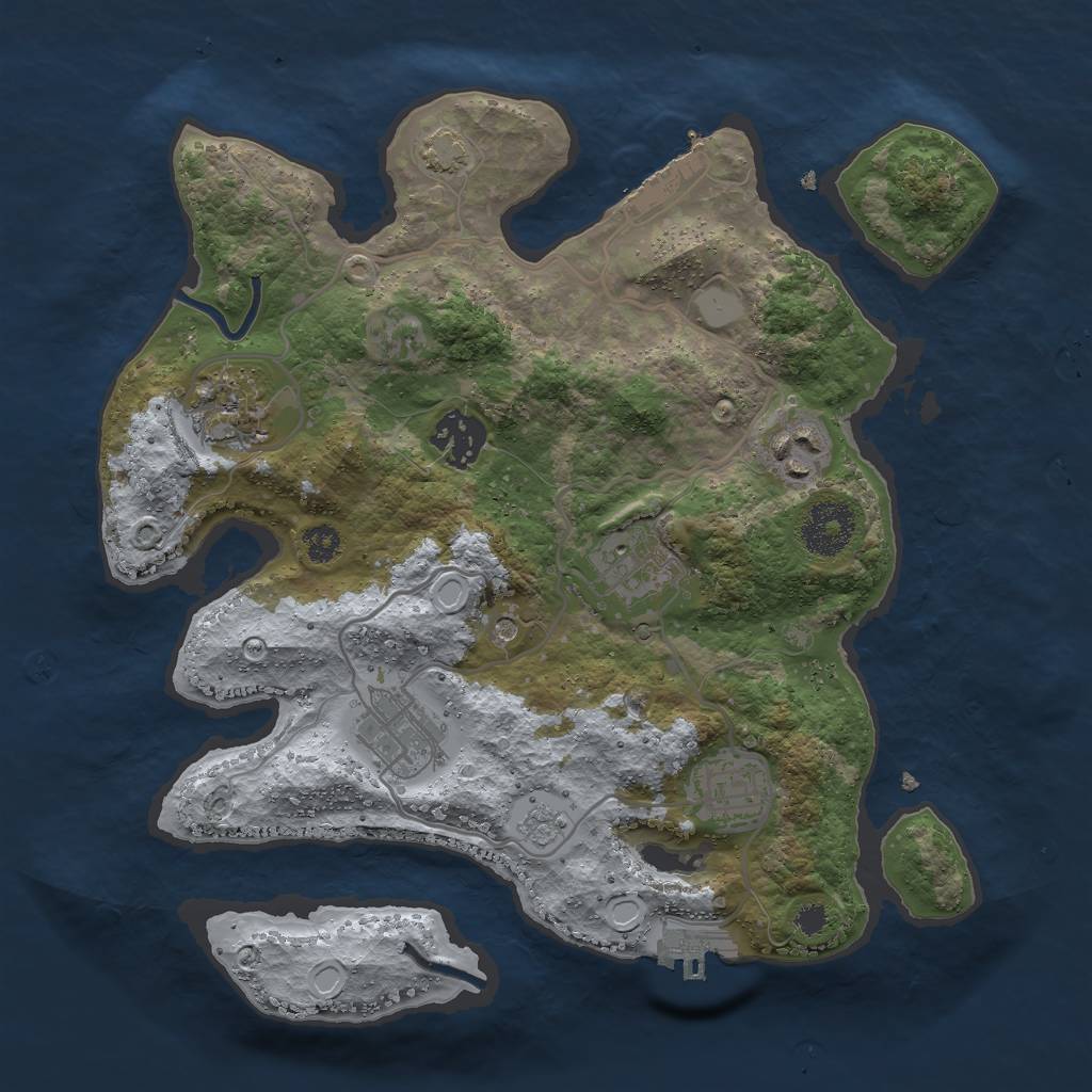 Rust Map: Procedural Map, Size: 3000, Seed: 59617, 13 Monuments