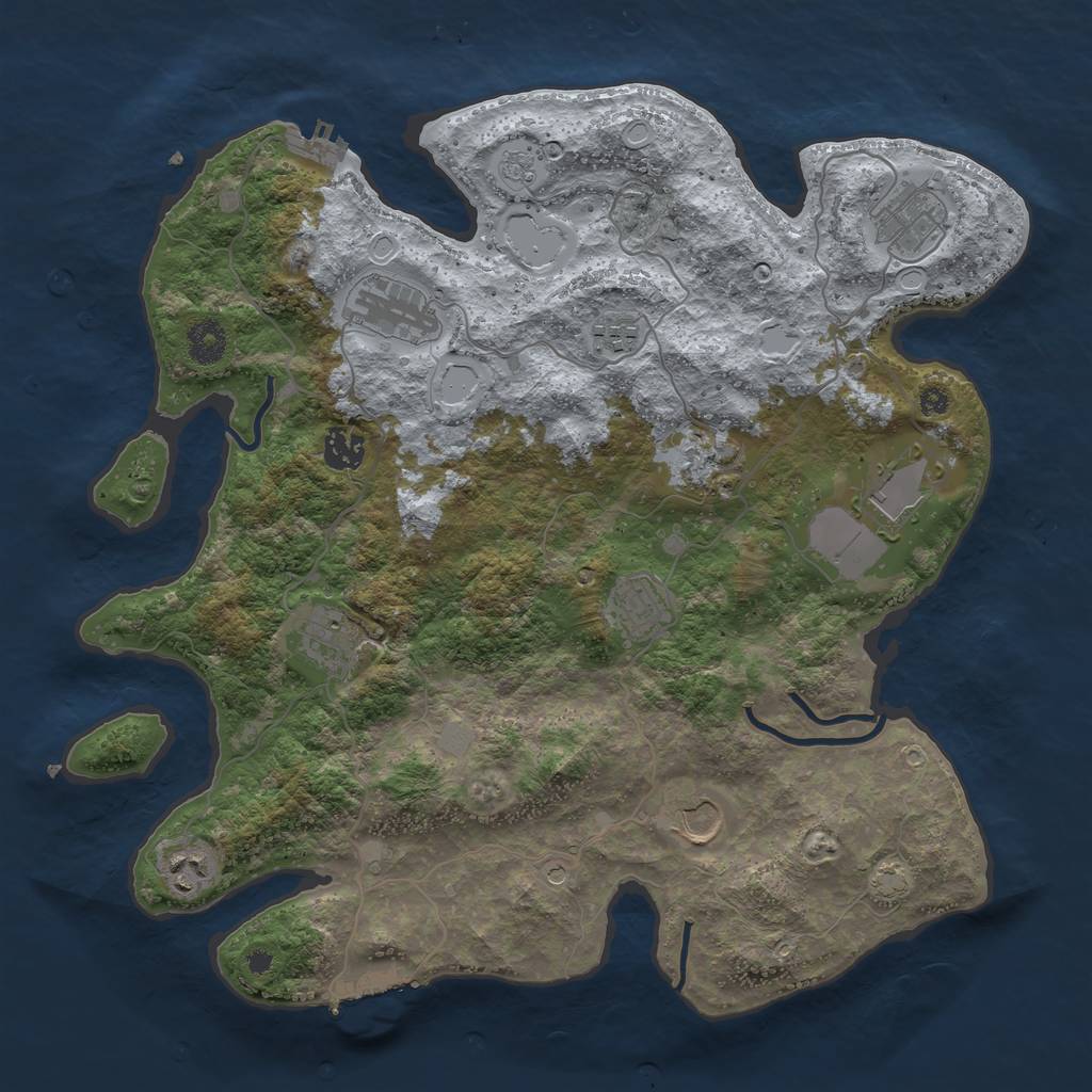 Rust Map: Procedural Map, Size: 3800, Seed: 1234124605, 17 Monuments