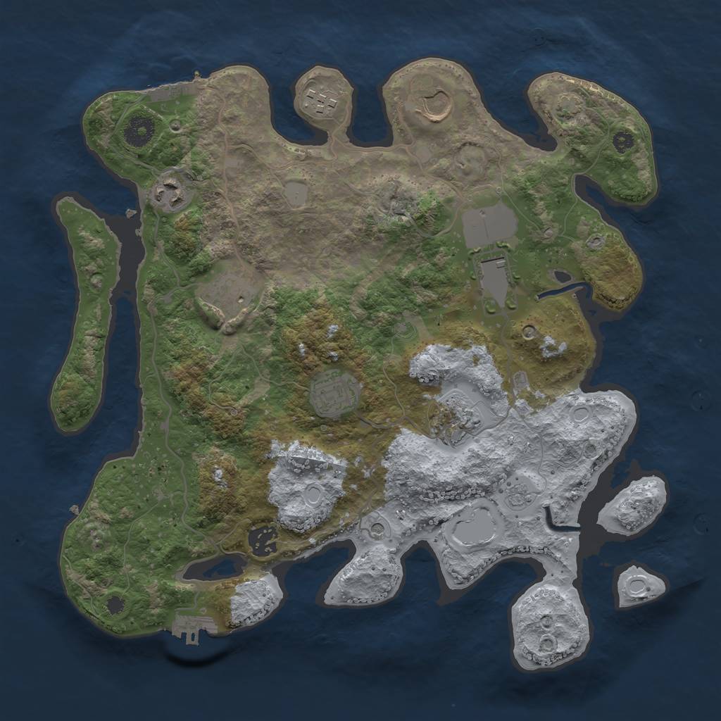 Rust Map: Procedural Map, Size: 3500, Seed: 999602296, 15 Monuments