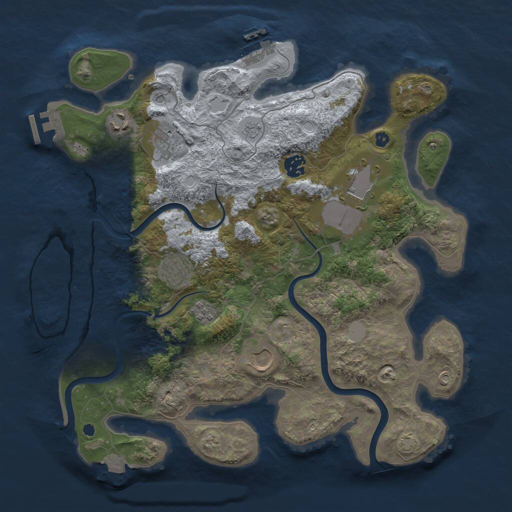 Rust Map: Procedural Map, Size: 3500, Seed: 1254781614, 13 Monuments