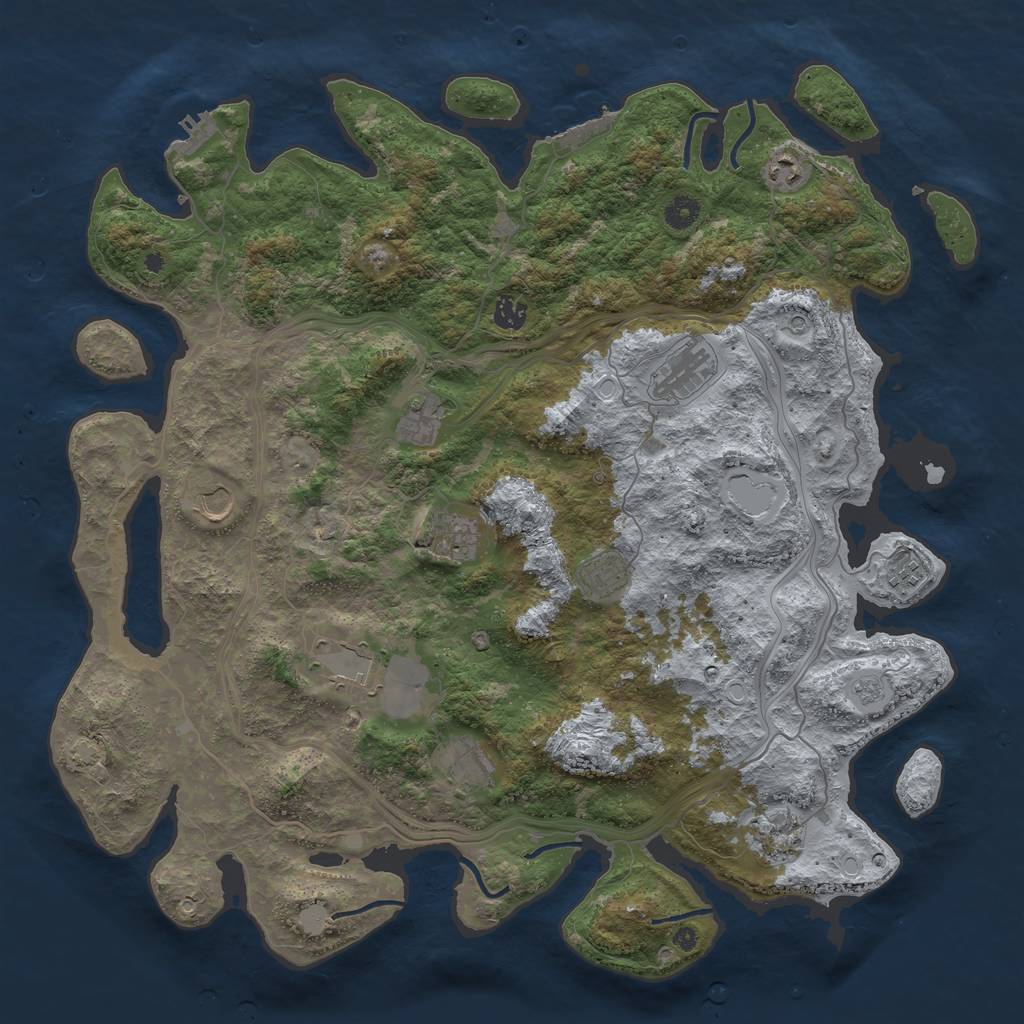Rust Map: Procedural Map, Size: 4500, Seed: 274845011, 18 Monuments