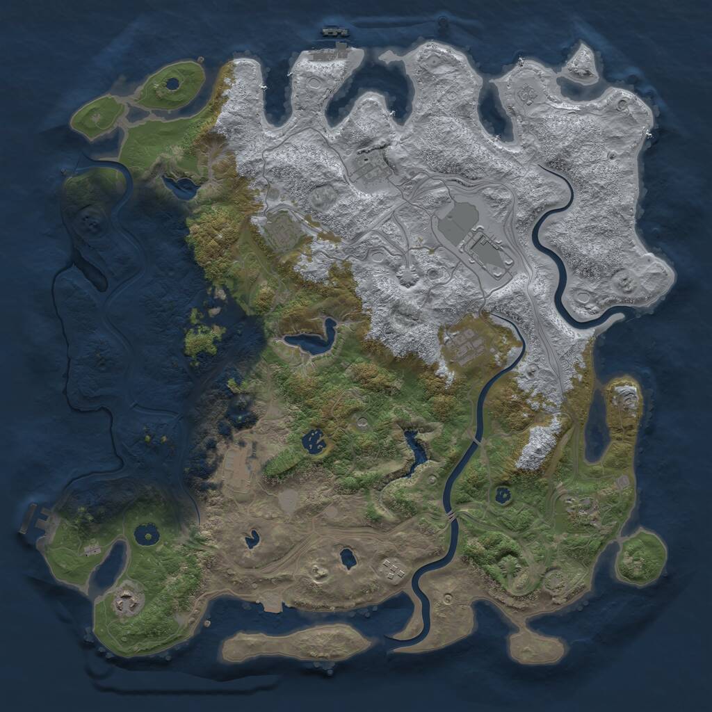Rust Map: Procedural Map, Size: 4500, Seed: 21111995, 16 Monuments