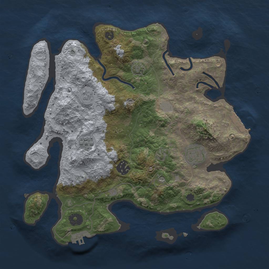 Rust Map: Procedural Map, Size: 3000, Seed: 961685938, 10 Monuments