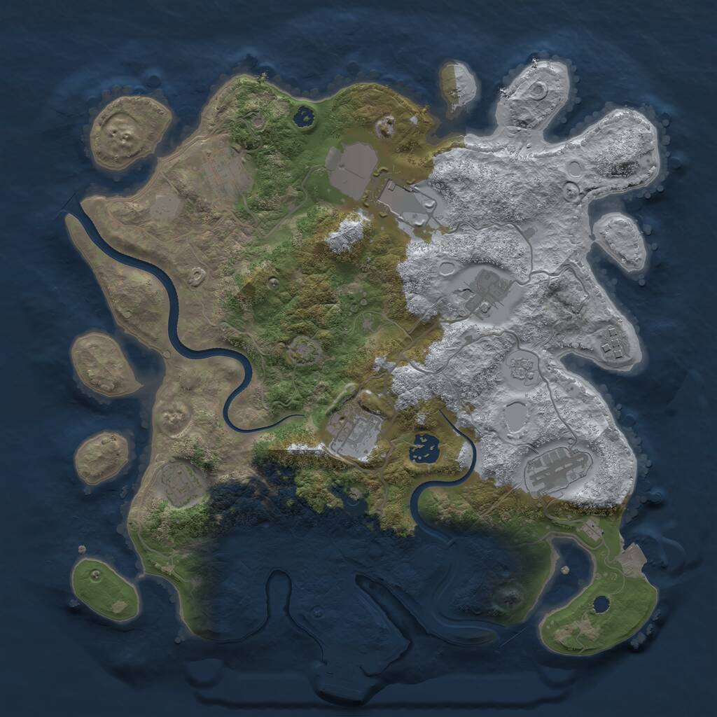 Rust Map: Procedural Map, Size: 3500, Seed: 642483747, 13 Monuments