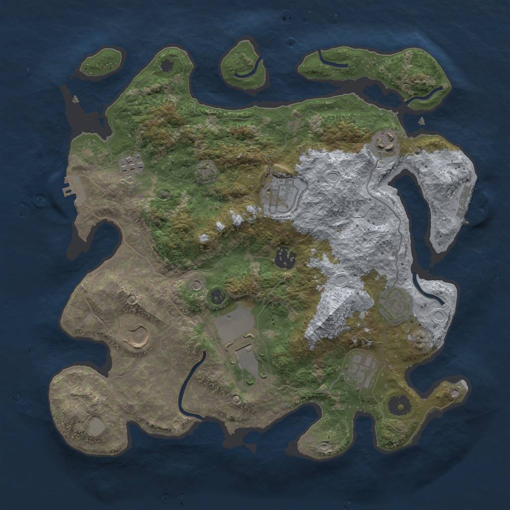 Rust Map: Procedural Map, Size: 3500, Seed: 1077, 15 Monuments