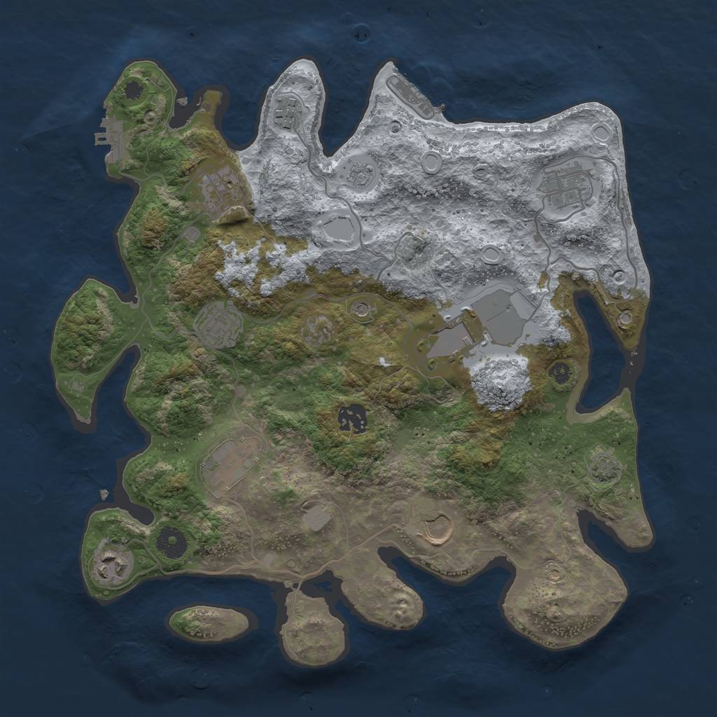 Rust Map: Procedural Map, Size: 3500, Seed: 34358347, 16 Monuments