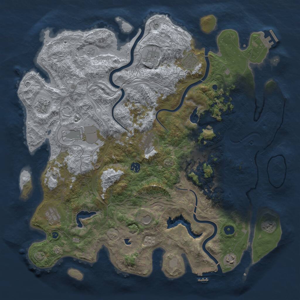Rust Map: Procedural Map, Size: 4500, Seed: 1293691977, 17 Monuments
