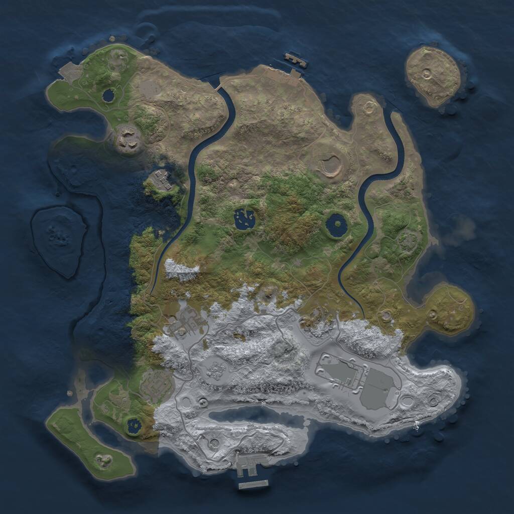 Rust Map: Procedural Map, Size: 3501, Seed: 1155784153, 14 Monuments
