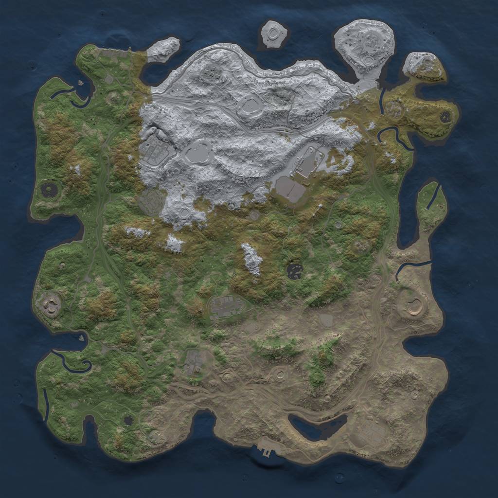 Rust Map: Procedural Map, Size: 4500, Seed: 1774355357, 18 Monuments