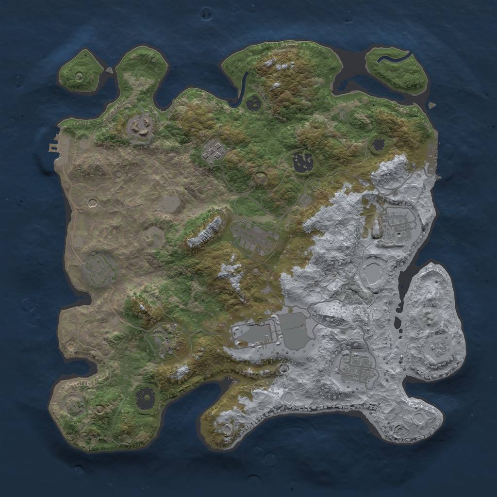 Rust Map: Procedural Map, Size: 3500, Seed: 24970513, 16 Monuments