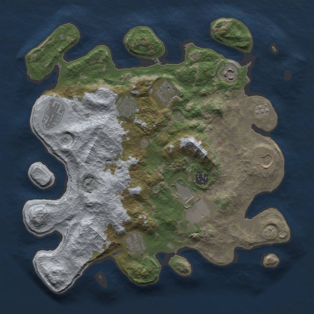 Rust Map: Barren, Size: 3500, Seed: 803125743, 12 Monuments
