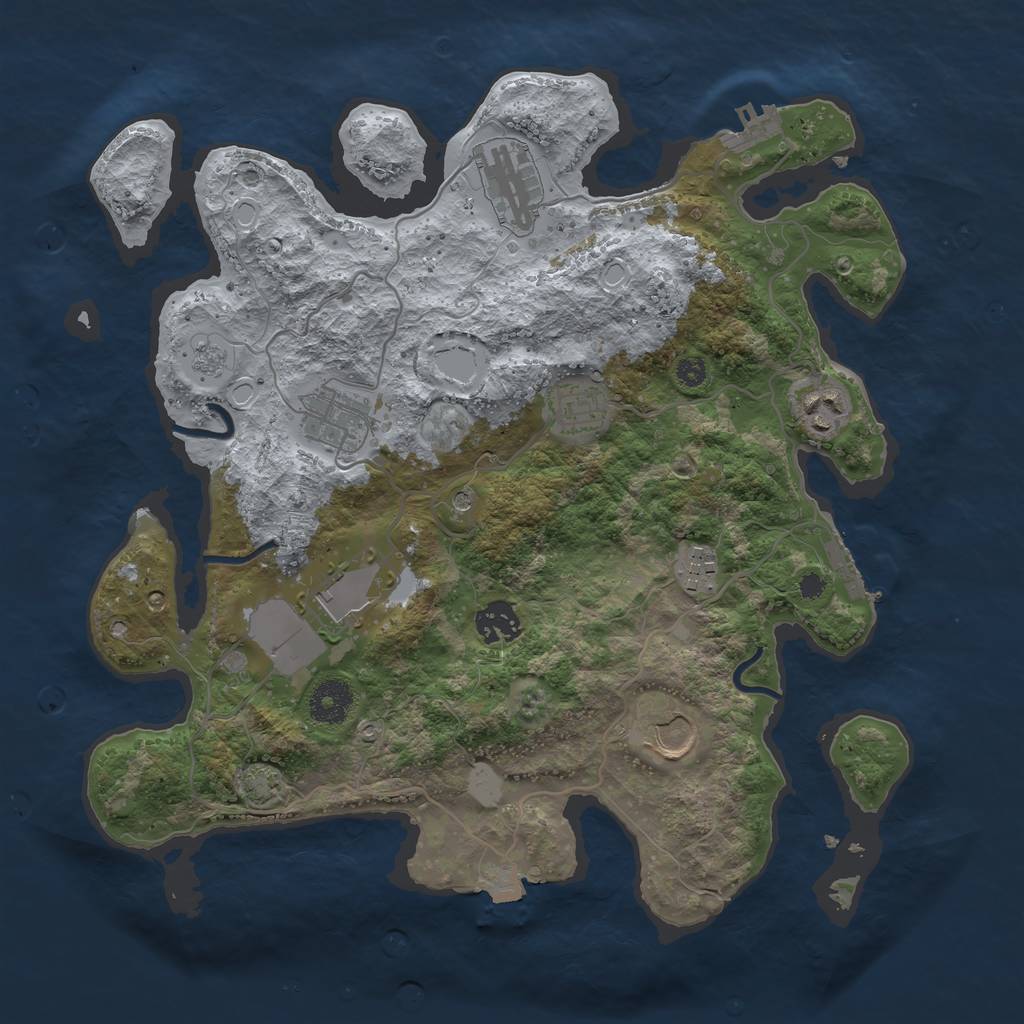 Rust Map: Procedural Map, Size: 3500, Seed: 846820848, 16 Monuments