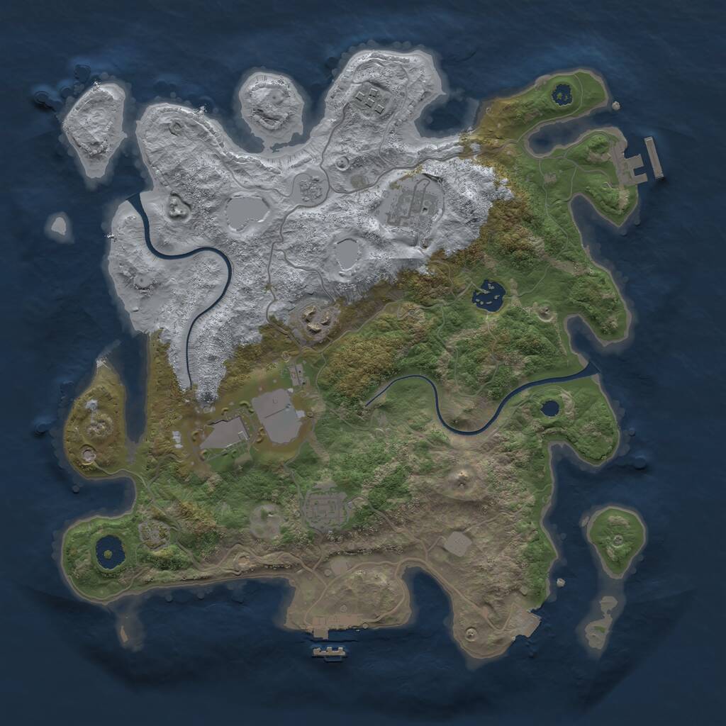 Rust Map: Procedural Map, Size: 3500, Seed: 846820848, 11 Monuments