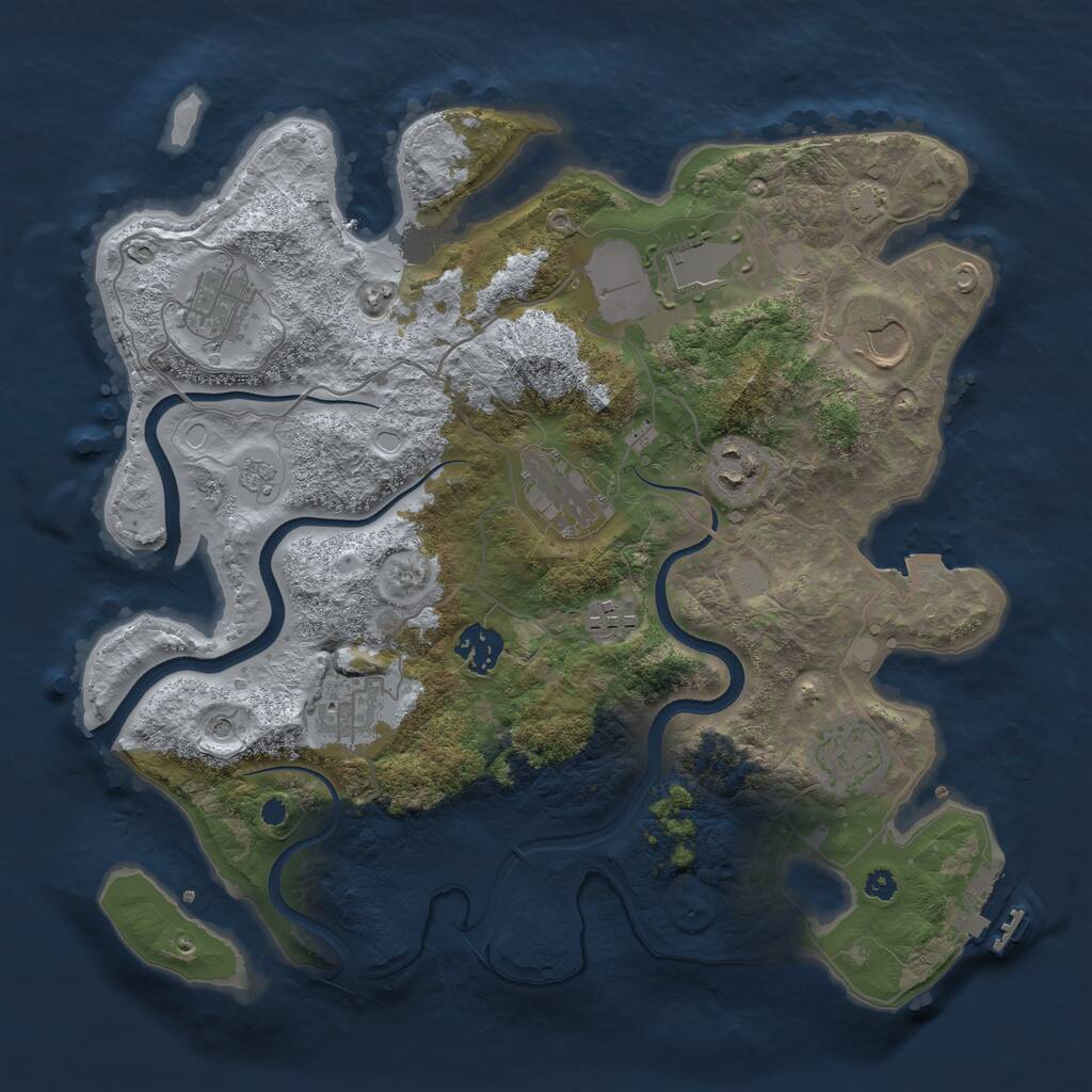 Rust Map: Procedural Map, Size: 3500, Seed: 412272958, 14 Monuments
