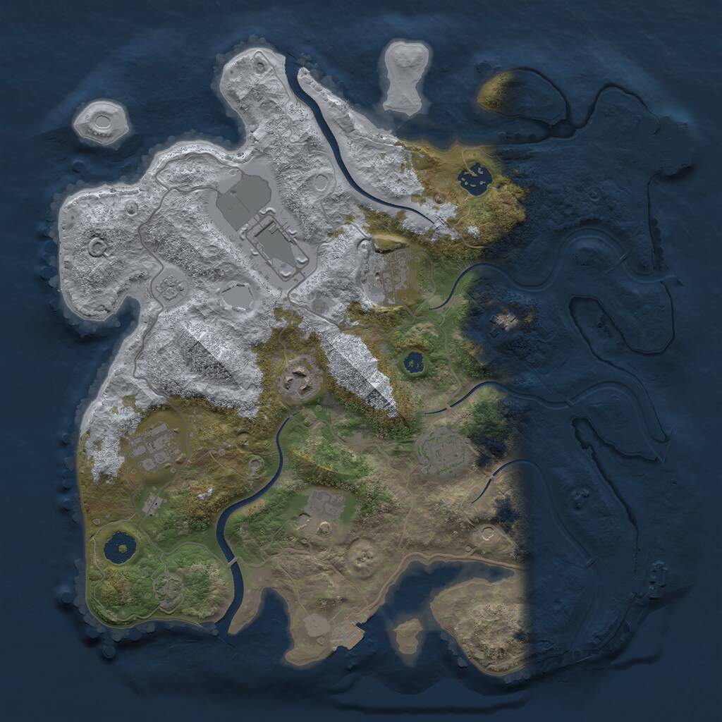 Rust Map: Procedural Map, Size: 3500, Seed: 2056719982, 14 Monuments