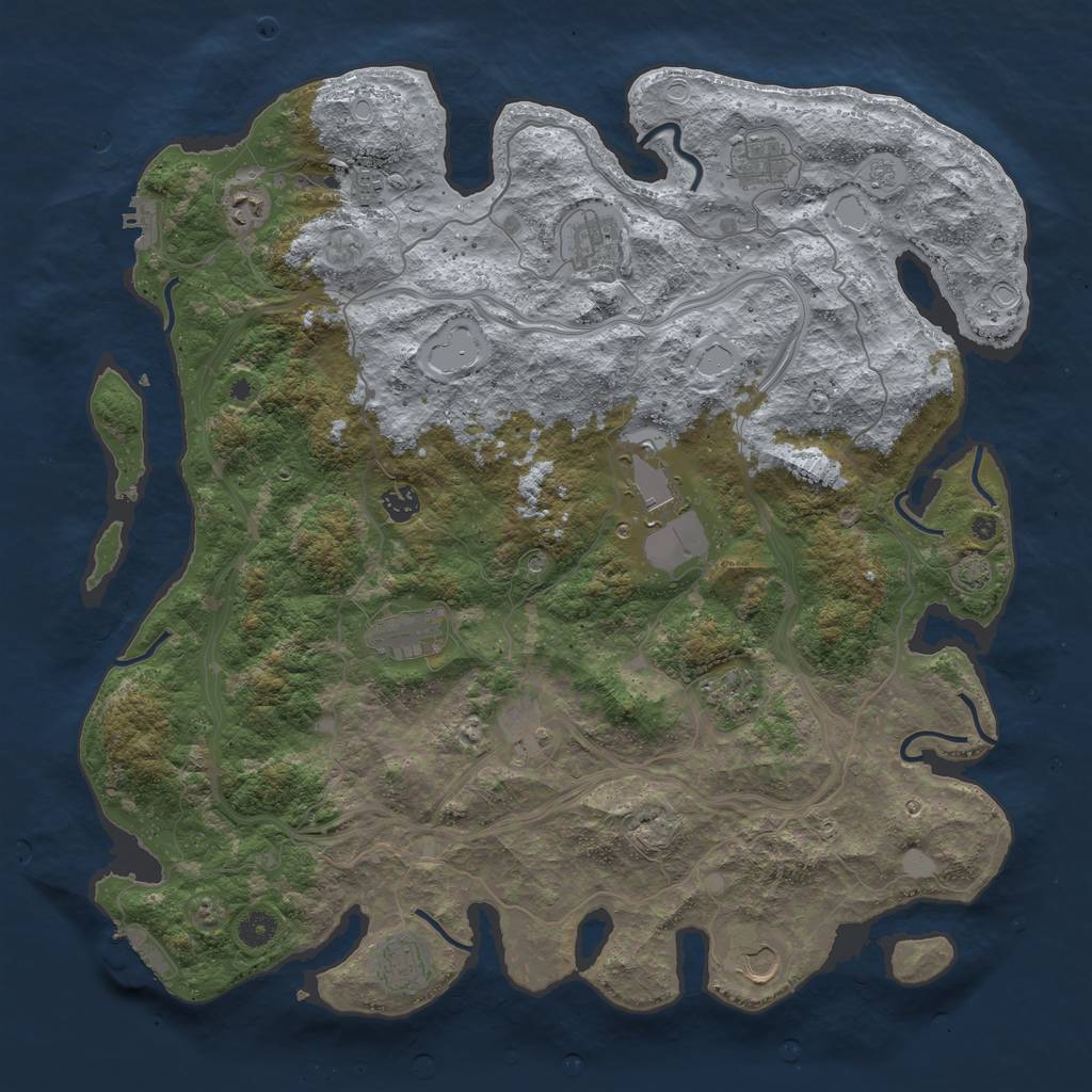 Rust Map: Procedural Map, Size: 4500, Seed: 1613190474, 18 Monuments