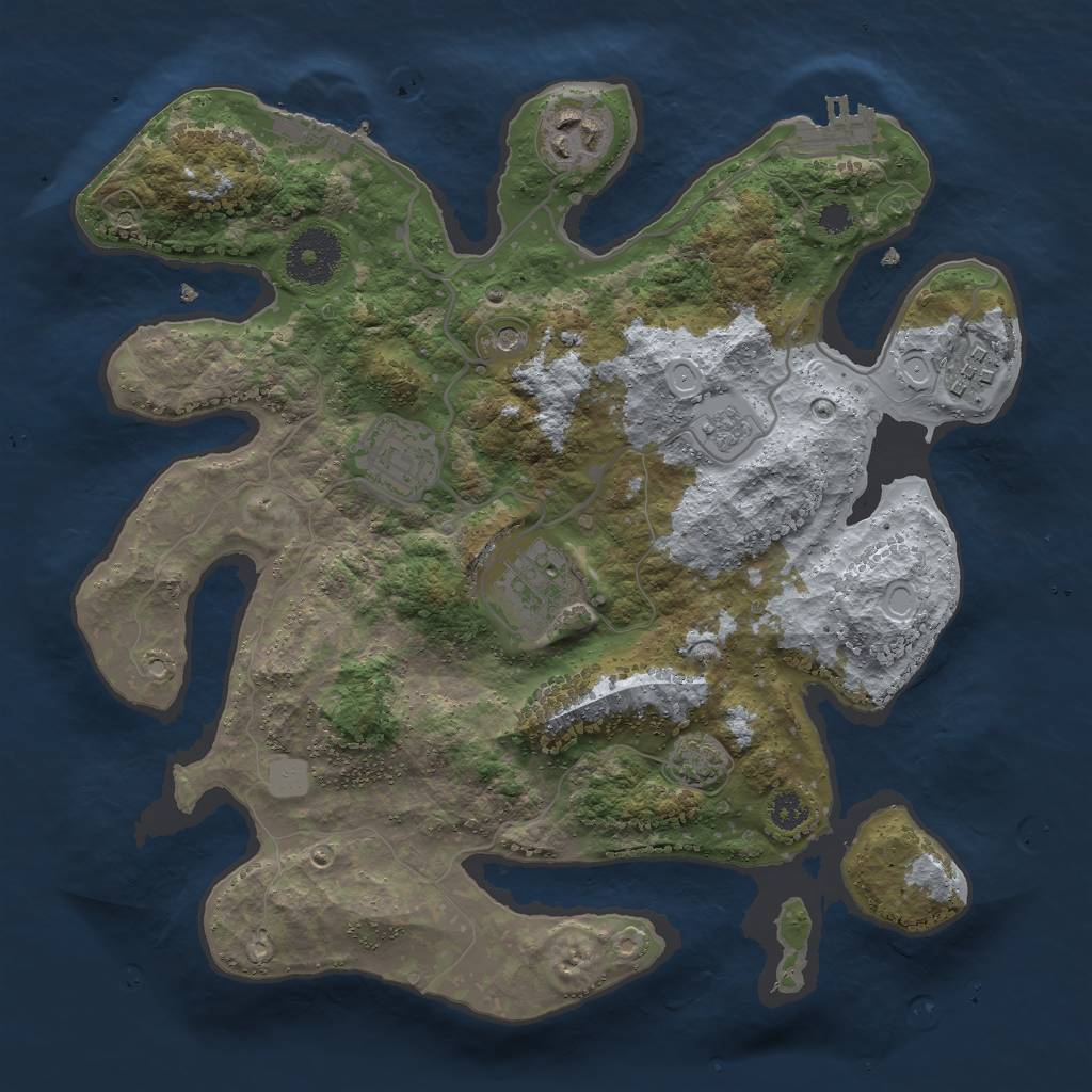 Rust Map: Procedural Map, Size: 3000, Seed: 4545322, 12 Monuments