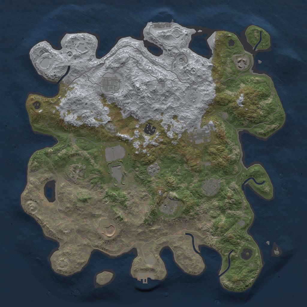 Rust Map: Procedural Map, Size: 4000, Seed: 1844845235, 17 Monuments