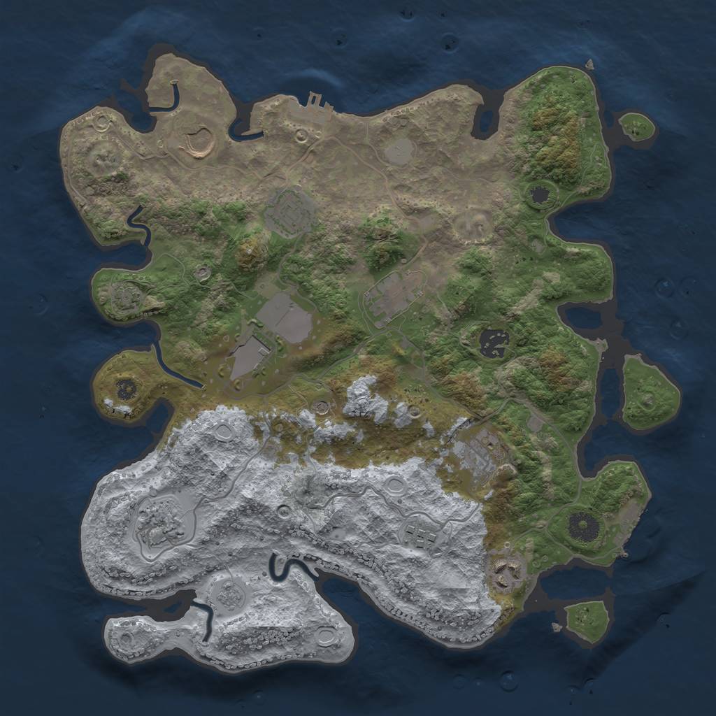 Rust Map: Procedural Map, Size: 3500, Seed: 377905378, 16 Monuments