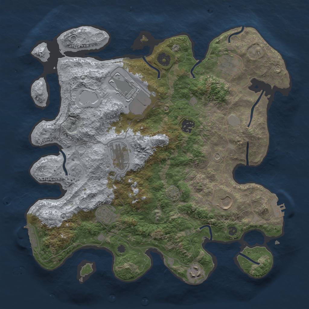 Rust Map: Procedural Map, Size: 3500, Seed: 736194252, 14 Monuments