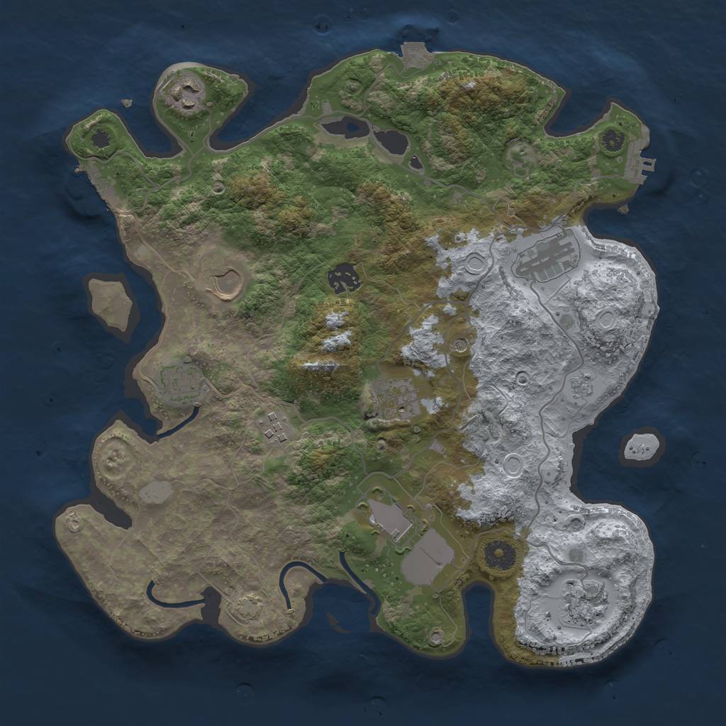 Rust Map: Procedural Map, Size: 3500, Seed: 1608963265, 17 Monuments