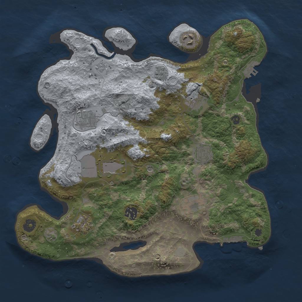 Rust Map: Procedural Map, Size: 3500, Seed: 45778963, 16 Monuments