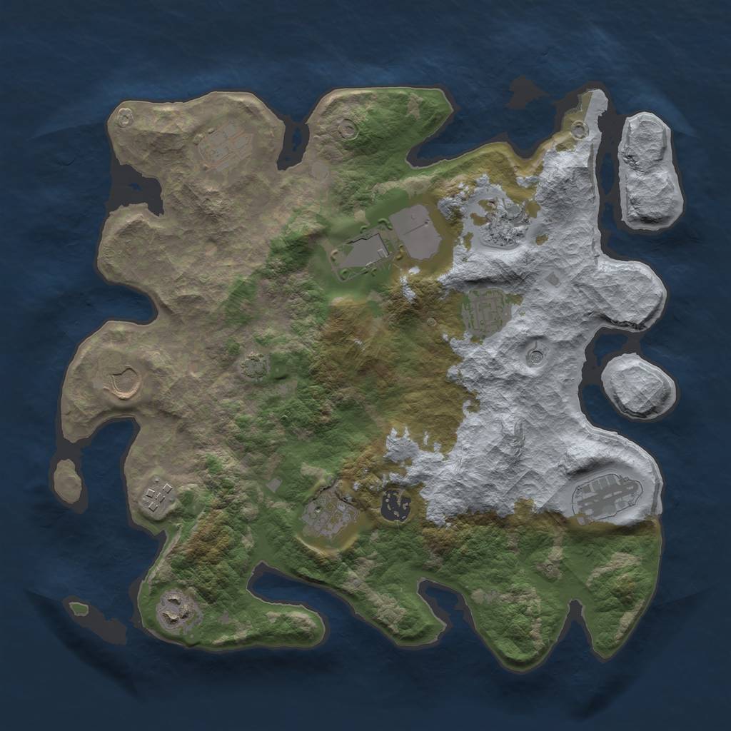 Rust Map: Barren, Size: 3500, Seed: 409208471, 13 Monuments