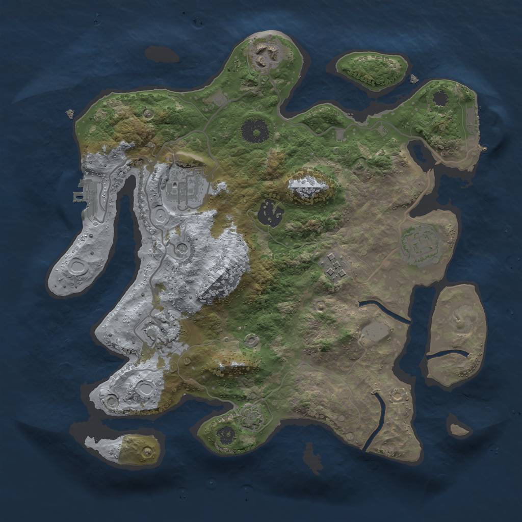 Rust Map: Procedural Map, Size: 3000, Seed: 2144941706, 12 Monuments