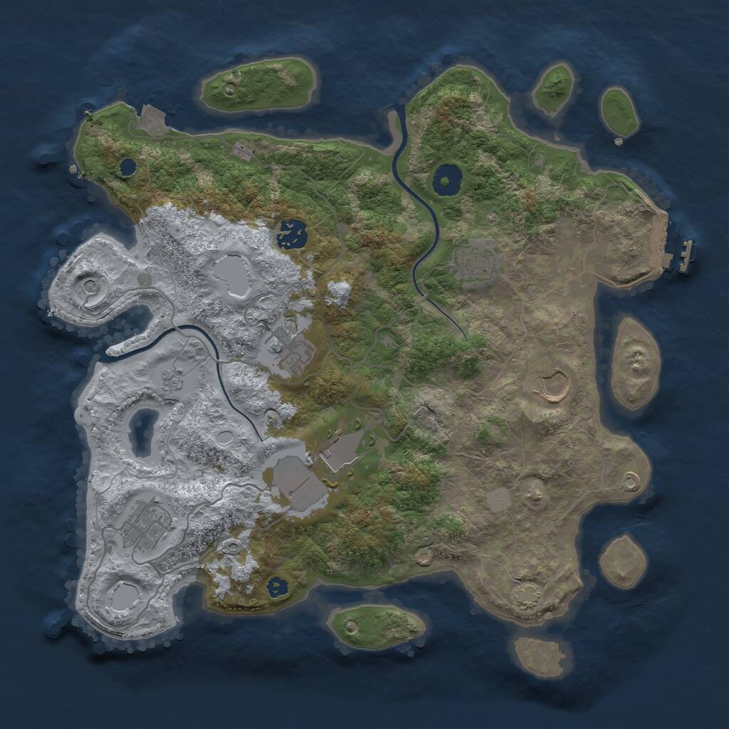 Rust Map: Procedural Map, Size: 3500, Seed: 2135, 11 Monuments
