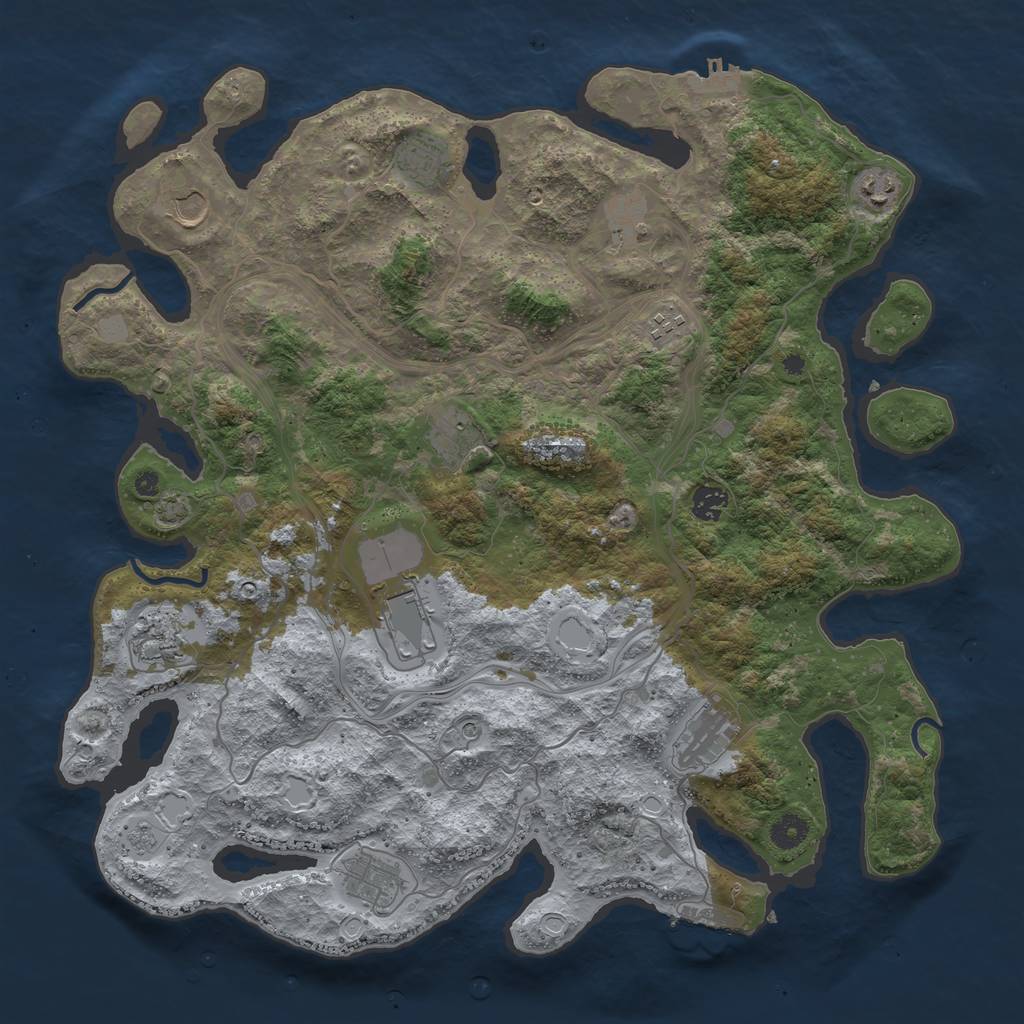 Rust Map: Procedural Map, Size: 4250, Seed: 1274454502, 18 Monuments