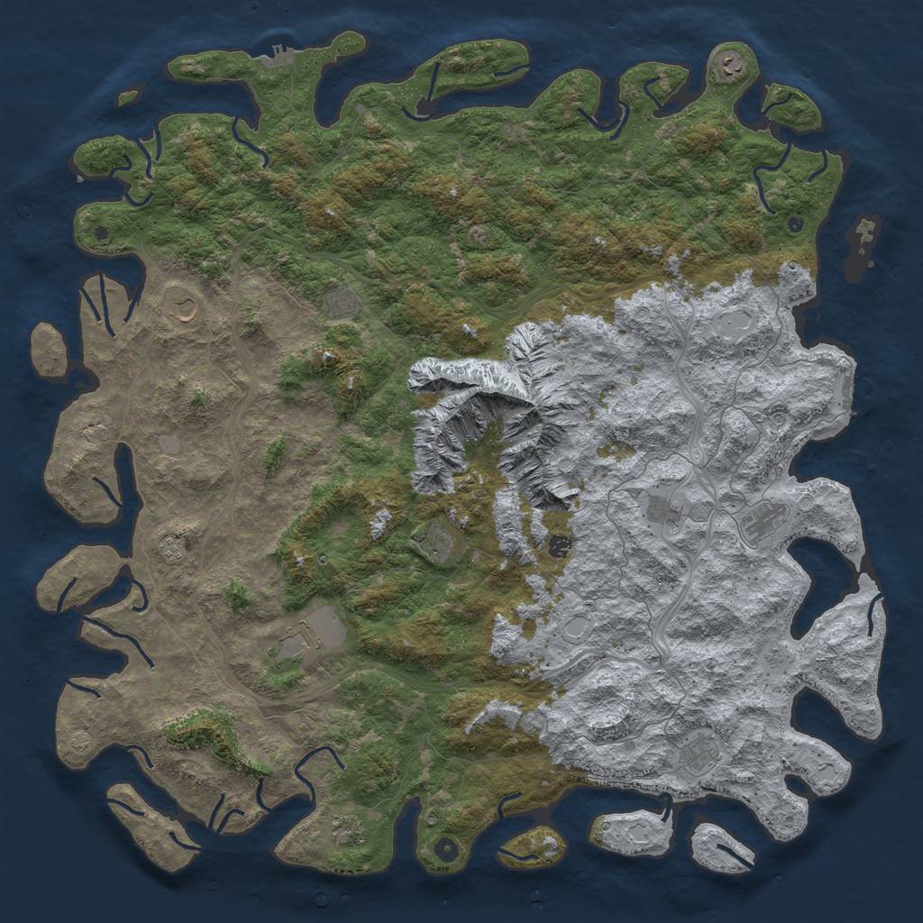 Rust Map: Procedural Map, Size: 6000, Seed: 435534536, 18 Monuments