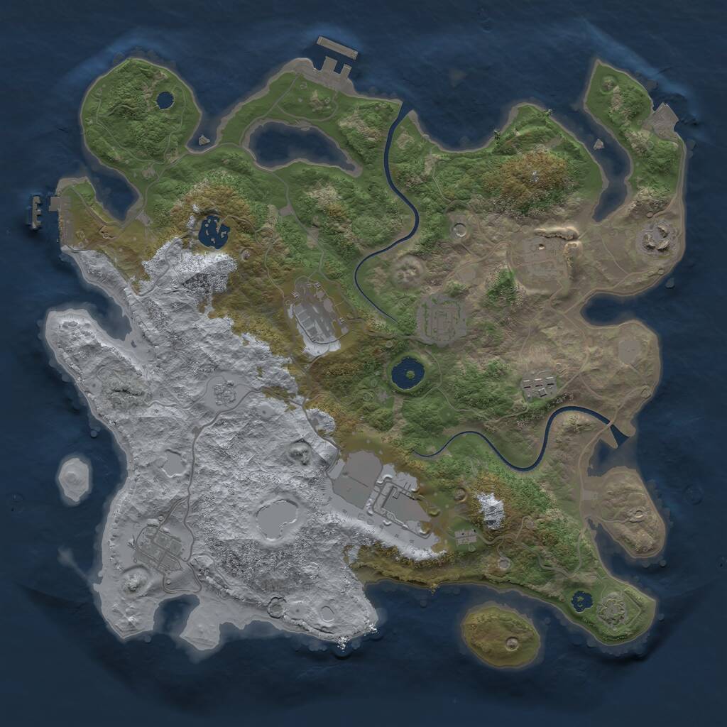 Rust Map: Procedural Map, Size: 3500, Seed: 124344838, 14 Monuments