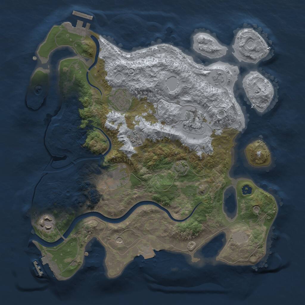 Rust Map: Procedural Map, Size: 3000, Seed: 11175, 11 Monuments