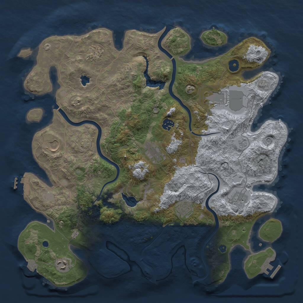 Rust Map: Procedural Map, Size: 4000, Seed: 1358160555, 15 Monuments