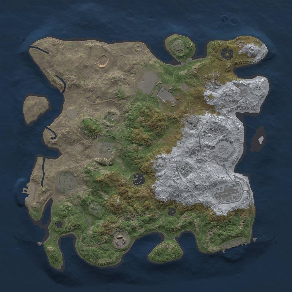 Rust Map: Procedural Map, Size: 3500, Seed: 634033801, 16 Monuments