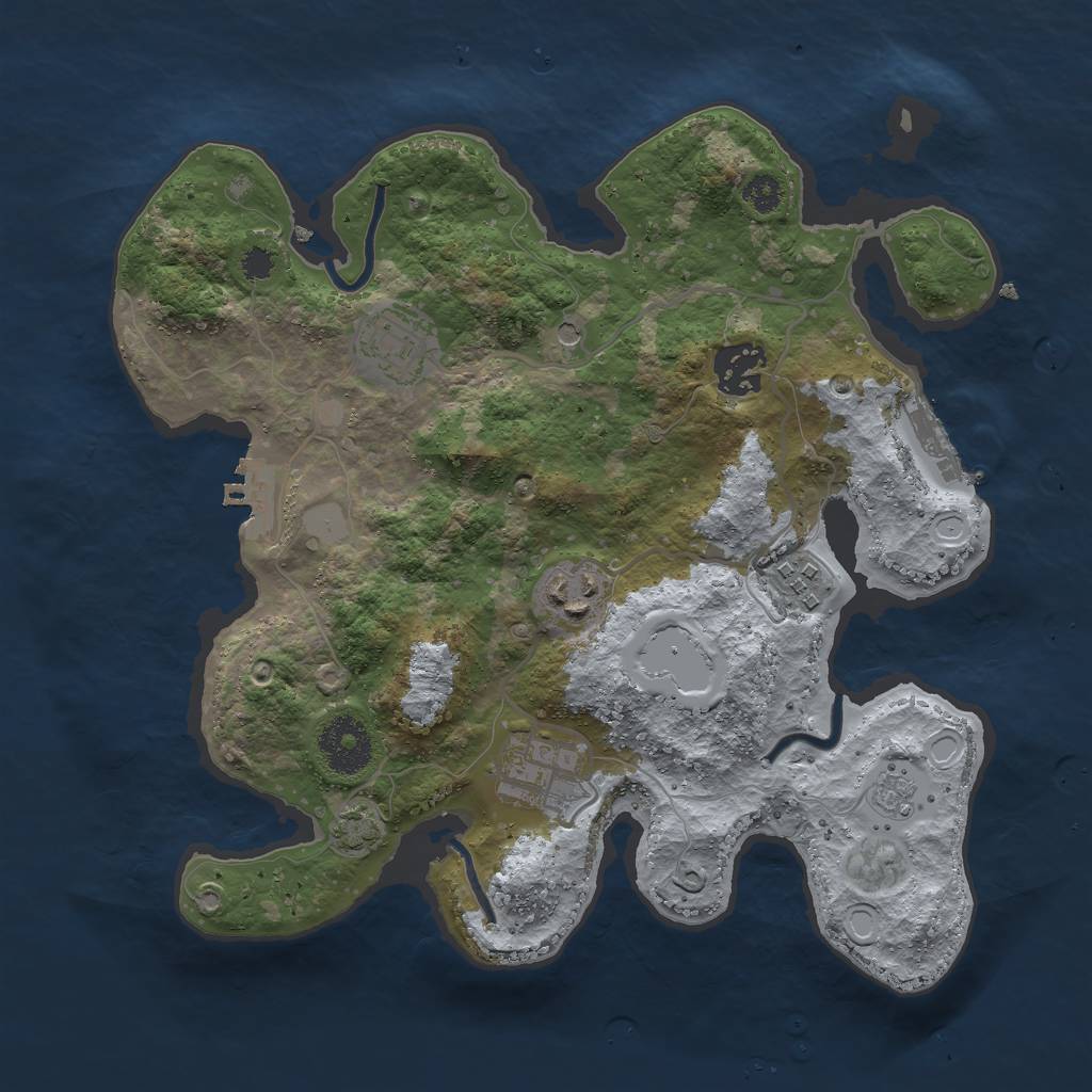 Rust Map: Procedural Map, Size: 3000, Seed: 921383299, 12 Monuments
